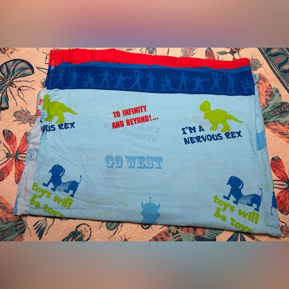 Vintage Disney Toy Story twin Bedding flat Sheet - Red, Blue, Green - Picture 1 of 1